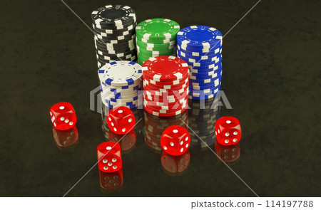 On the glass surface are recognized and red dice poker On the glass surface are recognized and red dice poker 114197788