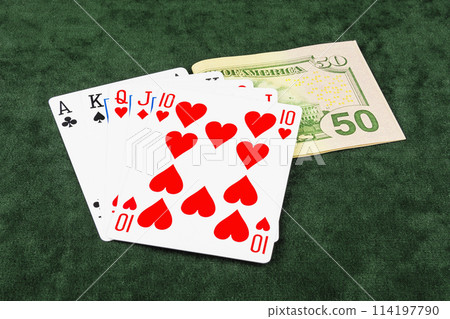On the green baize poker is bet and five cards On the green baize poker is bet and five cards 114197790