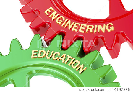 Engineering Education concept with colored gearwheels. 3D rendering 114197876
