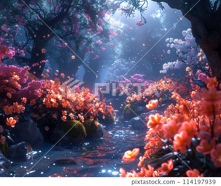 Flower sprites dancing among blooms 114197939