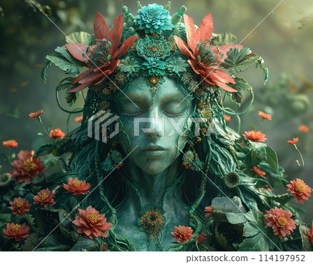 Flower deity overseeing the bloom of spring 114197952