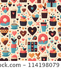 可愛的情人節背景圖案 114198079