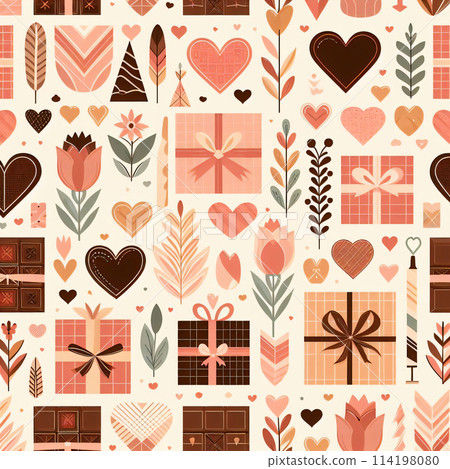 可愛的情人節背景圖案 114198080