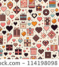可愛的情人節背景圖案 114198098