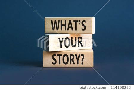 Storytelling and what is your story symbol. Concept words What is your story on blocks. Beautiful grey table grey background. Business storytelling and what is your story concept. Copy space. Storytelling and what is your story symbol. Concept words What is your story on blocks. Beautiful grey table grey background. Business storytelling and what is your story concept. Copy space. 114198253