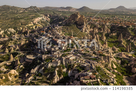 Aerial view of Uchisar before sunset Aerial view of Uchisar before sunset 114198385