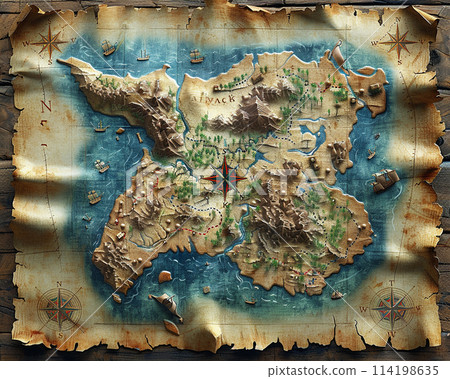 Map of a treasure island in a creative digital... - Stock Illustration ...
