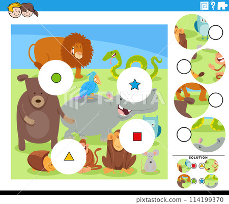 match the pieces game with cartoon animals 114199370