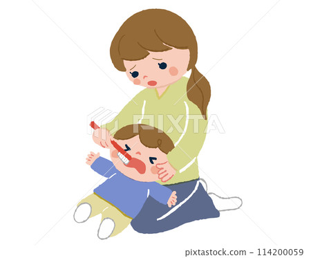 Boy dislikes finishing brushing, mother 114200059