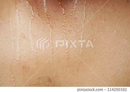 closeup of sweat on body closeup of sweat on body 114200382