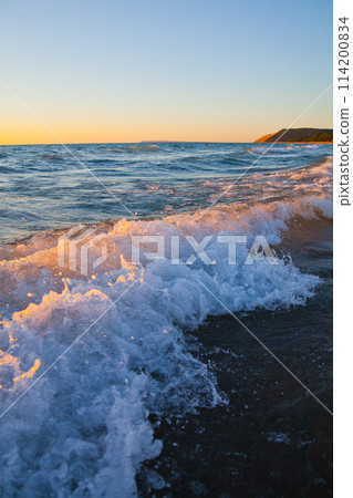 Golden Hour Waves on Lake Michigan Beach Golden Hour Waves on Lake Michigan Beach 114200834