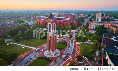 Sunrise Shafer Tower at Ball State University aerial Muncie Indiana Sunrise Shafer Tower at Ball State University aerial Muncie Indiana 114200842