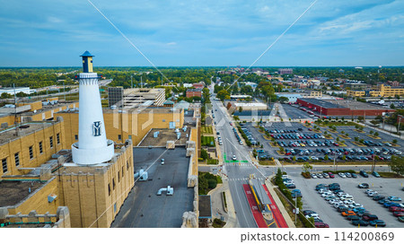 Aerial Historic Tower and Urban Landscape, Indianapolis 114200869