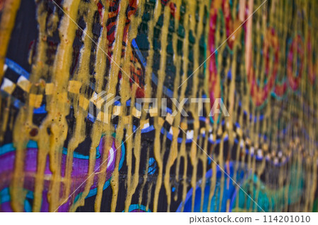 Vibrant Abstract Artwork with Colorful Paint Streaks and Textured Detail 114201010
