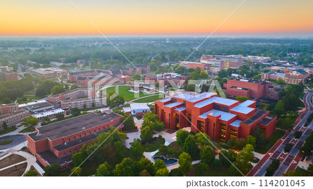 Ball State University wide campus sunrise aerial Muncie, Indiana Ball State University wide campus sunrise aerial Muncie, Indiana 114201045