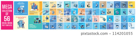 Mega collection of 56 social media post design template. used for web and mobile app developer advertising Mega collection of 56 social media post design template. used for web and mobile app developer advertising 114201055