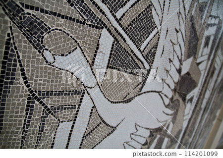 Abstract Monochrome Mosaic Art Closeup: Detail, Depth and Craftsmanship Abstract Monochrome Mosaic Art Closeup: Detail, Depth and Craftsmanship 114201099