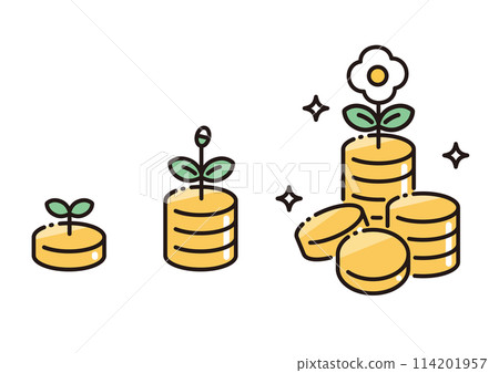 A simple vector illustration of growing money through investments, NISA, savings, etc. A simple vector illustration of growing money through investments, NISA, savings, etc. 114201957