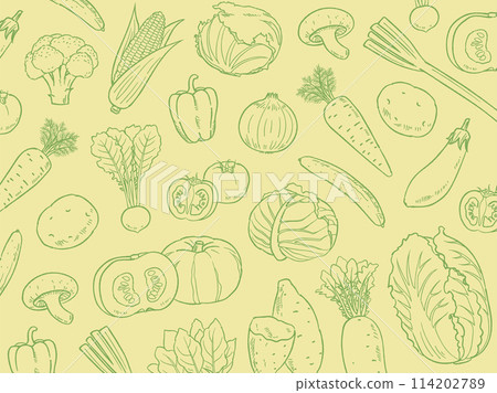 Hand-drawn vegetable background material_vector illustration Hand-drawn vegetable background material_vector illustration 114202789