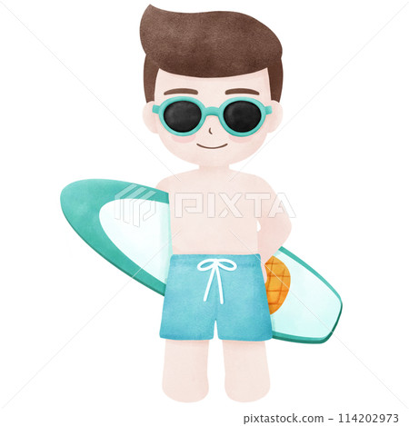 summer cute boy wearing sunglasses holding a surfboard summer cute boy wearing sunglasses holding a surfboard 114202973