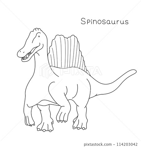 Cute dinosaur: Spinosaurus line drawing Cute dinosaur: Spinosaurus line drawing 114203042