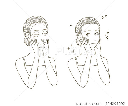 Beauty Illustration of a woman's upper body wearing a face mask 114203692