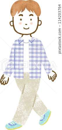 20多歲到30多歲的男人走路的全身手繪插畫 20多歲到30多歲的男人走路的全身手繪插畫 114203764