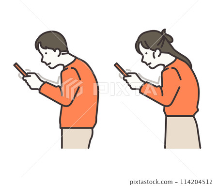 using cell phone text neck syndrome vector image 114204512
