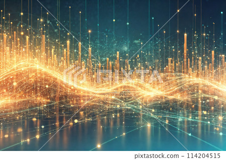 Glowing dots and lines link internet technology city financial big data background 114204515