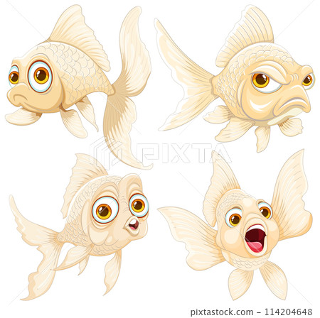 Expressive Cartoon Goldfish Illustrations Expressive Cartoon Goldfish Illustrations 114204648