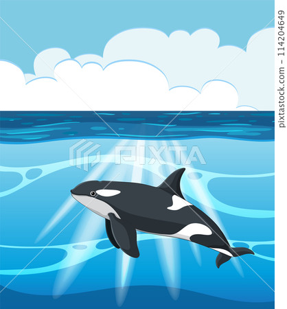 Playful Orca Swimming in Ocean 114204649