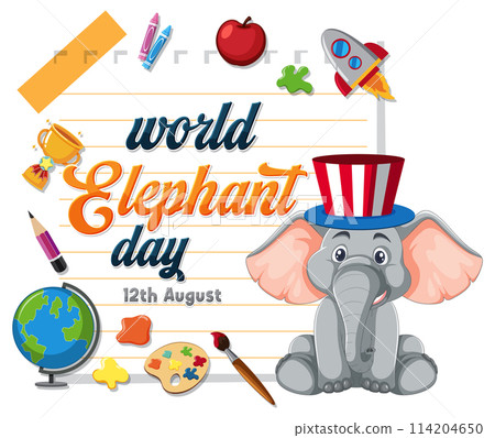 World Elephant Day Themed Illustration World Elephant Day Themed Illustration 114204650
