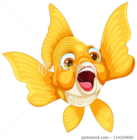 Joyful Goldfish Cartoon Illustration 114204692