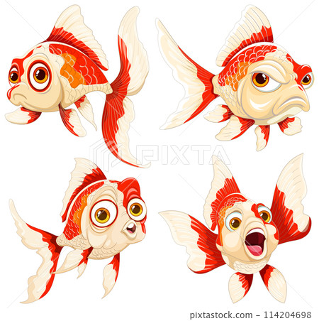 Expressive Goldfish Cartoon Illustrations Expressive Goldfish Cartoon Illustrations 114204698