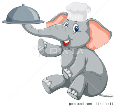 Chef Elephant Serving Dinner Chef Elephant Serving Dinner 114204711