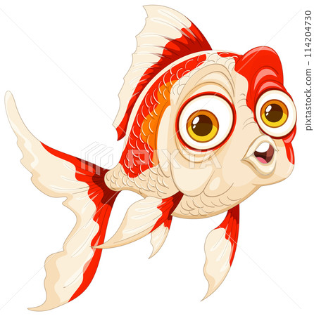 Colorful Cartoon Goldfish Illustration 114204730