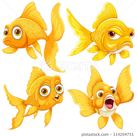 Expressive Cartoon Goldfish Illustrations 114204731