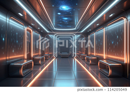 未來延伸空間科技感3D渲染背景 未來延伸空間科技感3D渲染背景 114205049