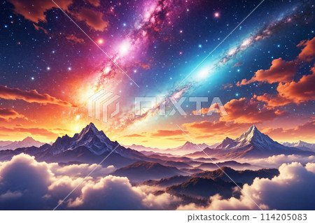 色彩斑斕的宇宙星雲奇觀背景3D渲染 色彩斑斕的宇宙星雲奇觀背景3D渲染 114205083