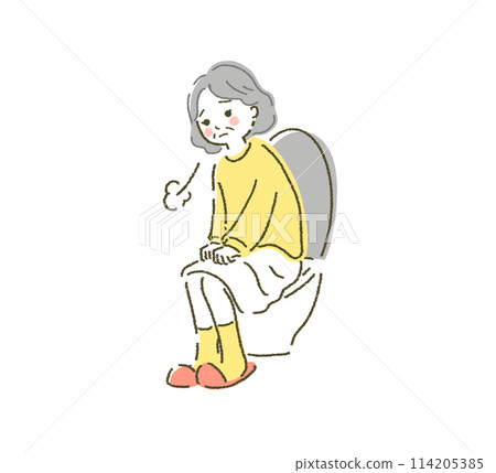 Constipated elderly woman, illustration material of a person with a stomach ache 114205385