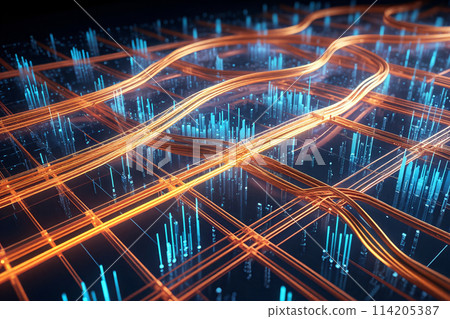Light rail data transmission concept background with crisscross movement Light rail data transmission concept background with crisscross movement 114205387