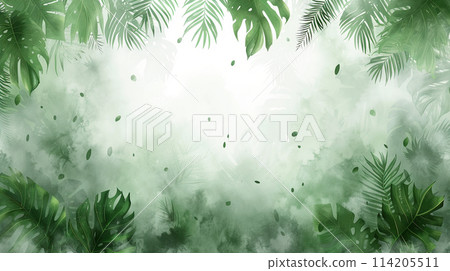 A watercolor frame design of tropical plants (Monstera, etc.) A watercolor frame design of tropical plants (Monstera, etc.) 114205511