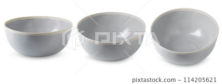 White ceramic bowl isolated on a white background. 114205621