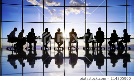 Dynamic Corporate Collaboration: Business People in Conference Room. Generative AI 114205900