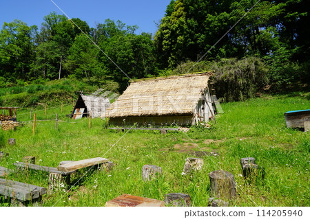 Scenery of the charcoal hut in Narabaiyato, Machida City, Tokyo 114205940