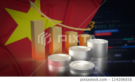 The Vietnam flag on chart background for Business concept 3d rendering. 114206858
