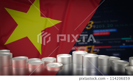 The Vietnam flag on chart background for Business concept 3d rendering. 114206859