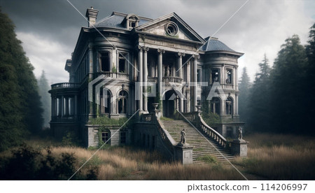 Illustration of a dilapidated church 114206997