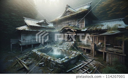 Illustration of an abandoned inn 114207001