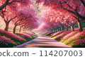 Illustration of cherry blossom trees 114207003